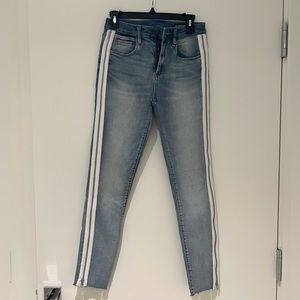 Size 27 Blank NYC jeans with white leather lining and zippers up the side